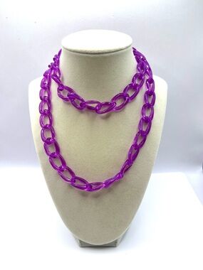 J. Crew Bright Purple Resin Link Necklace